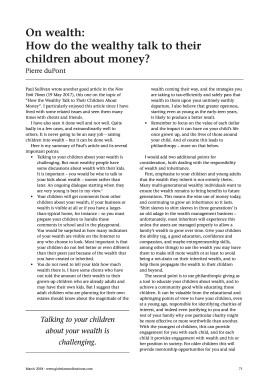 On wealth - How do the wealthy talk to their children about money?