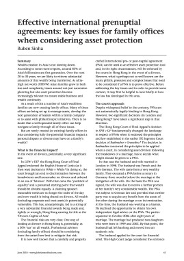 Effective international prenuptial agreements: key issues for family offices when considering asset protection 