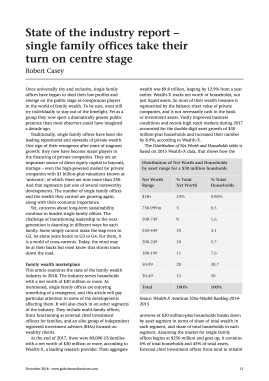 State of the industry report - single family offices take their turn on centre stage