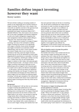 Families define impact investing however they want