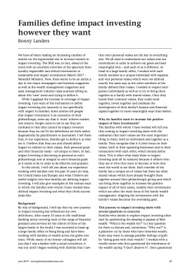 Families define impact investing however they want