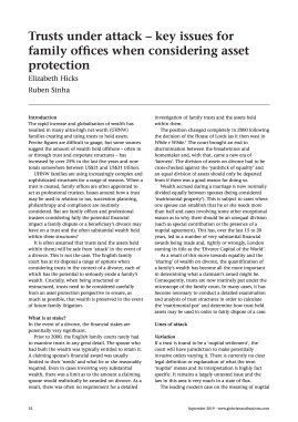Trusts under attack - key issues for family offices when considering asset protection