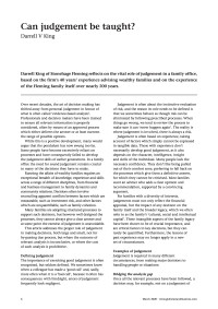 Can judgement be taught?