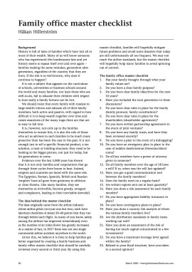 Family office master checklist