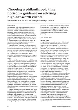 Choosing a philanthropic time horizon - guidance on advising high-net-worth clients