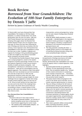 Book Review - Borrowed from Your Grandchildren: The Evolution of 100-Year Family Enterprises by Dennis T Jaffe