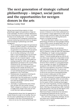 The next generation of strategic cultural philanthropy - impact, social justice and the opportunities for nextgen donors in the arts