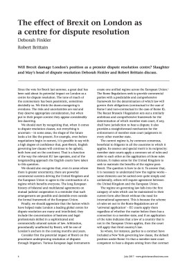 The effect of Brexit on London as a centre for dispute resolution