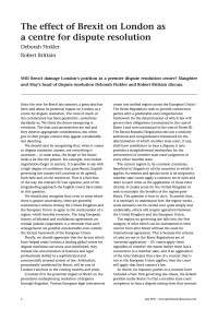 The effect of Brexit on London as a centre for dispute resolution