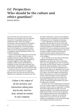GC Perspectives: Who should be the culture and ethics guardian?
