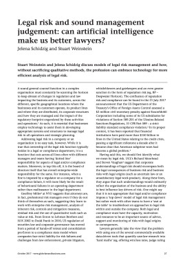Legal risk and sound management judgement: can artificial intelligence make us better lawyers?