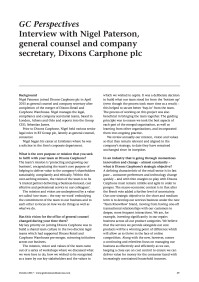 GC Perspectives - Interview with Nigel Paterson, general counsel and company secretary, Dixons Carphone plc