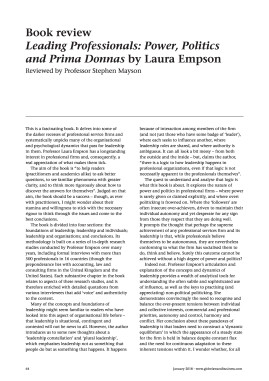 Book review - Leading Professionals: Power, Politics and Prima Donnas by Laura Empson