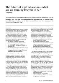 The future of legal education - what are we training lawyers to be?