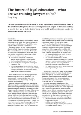 The future of legal education - what are we training lawyers to be?