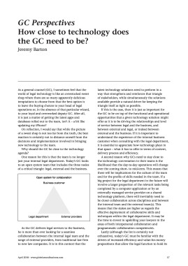 GC Perspectives - How close to technology does the GC need to be?