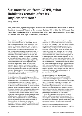 Six months on from GDPR, what liabilities remain after its implementation?