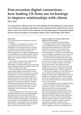 Post-recession digital connections - how leading UK firms use technology to improve relationships with clients