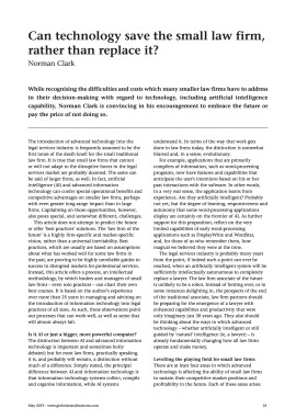 Can technology save the small law firm, rather than replace it?