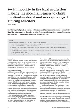 Social mobility in the legal profession - making the mountain easier to climb for disadvantaged and underprivileged aspiring solicitors