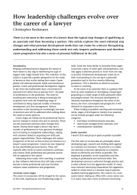 How leadership challenges evolve over the career of a lawyer