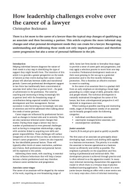 How leadership challenges evolve over the career of a lawyer