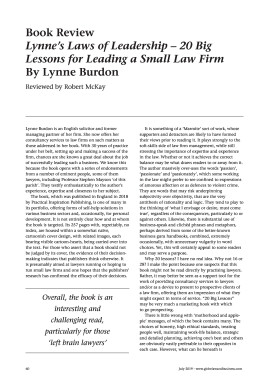 Book Review - Lynne's Laws of Leadership - 20 Big Lessons for Leading a Small Law Firm By Lynne Burdon
