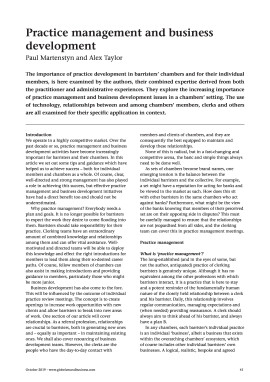 Practice management and business development