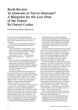 Book Review - To Innovate or Not to Innovate? A Blueprint for the Law Firm of the Future By Darryl Cooke