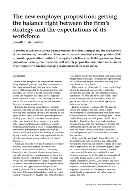 The new employer proposition: getting the balance right between the firm's strategy and the expectations of its workforce