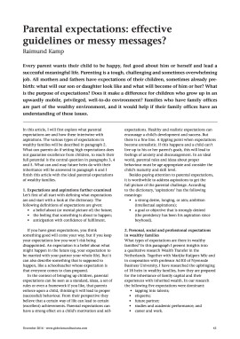 Parental expectations: effective guidelines or messy messages? 