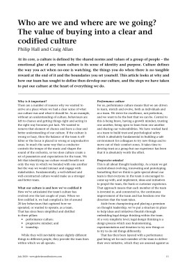 Who are we and where are we going? The value of buying into a clear and codified culture