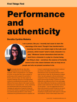 First Things First - Performance and authenticity