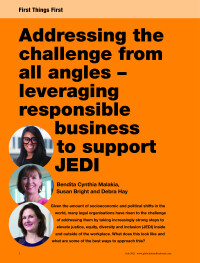 First Things First - Addressing the challenge from all angles - leveraging responsible business to support JEDI