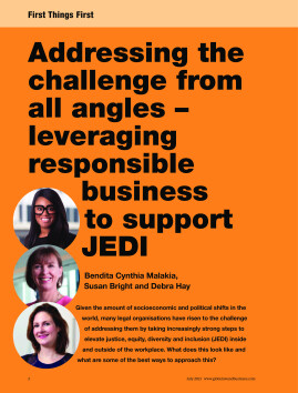 First Things First - Addressing the challenge from all angles - leveraging responsible business to support JEDI