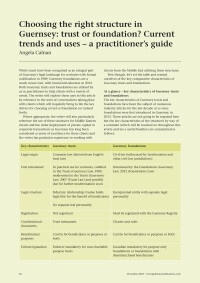 Choosing the right structure in Guernsey: trust or foundation? Current trends and uses - a practitioner's guide