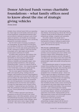 Donor Advised Funds versus charitable foundations - what family offices need to know about the rise of strategic giving vehicles