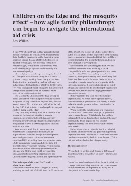 Children on the Edge and 'the mosquito effect' ? how agile family philanthropy can begin to navigate the international aid crisis
