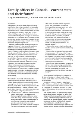 Family offices in Canada - current state and their future