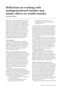 Reflections on working with multigenerational families and family offices on wealth transfer