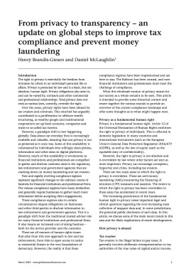 From privacy to transparency - an update on global steps to improve tax compliance and prevent money laundering
