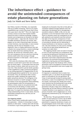 The inheritance effect - guidance to avoid the unintended consequences of estate planning on future generations