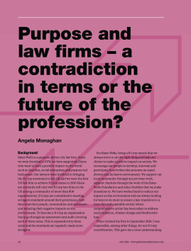 Purpose and law firms - a contradiction in terms or the future of the profession?