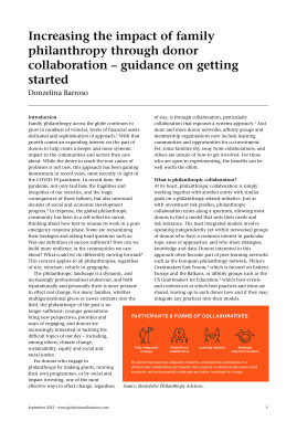 Increasing the impact of family philanthropy through donor collaboration - guidance on getting started