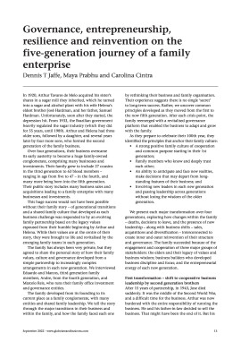 Governance, entrepreneurship, resilience and reinvention on the five-generation journey of a family enterprise