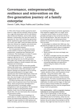 Governance, entrepreneurship, resilience and reinvention on the five-generation journey of a family enterprise