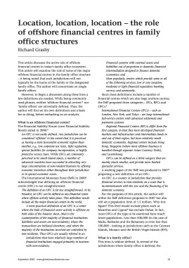 Location, location, location - the role of offshore financial centres in family office structures