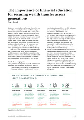The importance of financial education for securing wealth transfer across generations