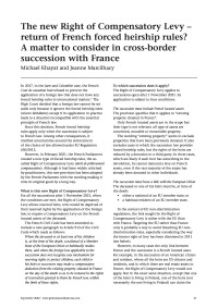 The new Right of Compensatory Levy - return of French forced heirship rules? A matter to consider in cross-border succession with France