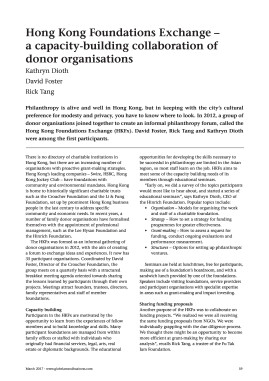 Hong Kong Foundations Exchange - a capacity-building collaboration of donor organisations 
